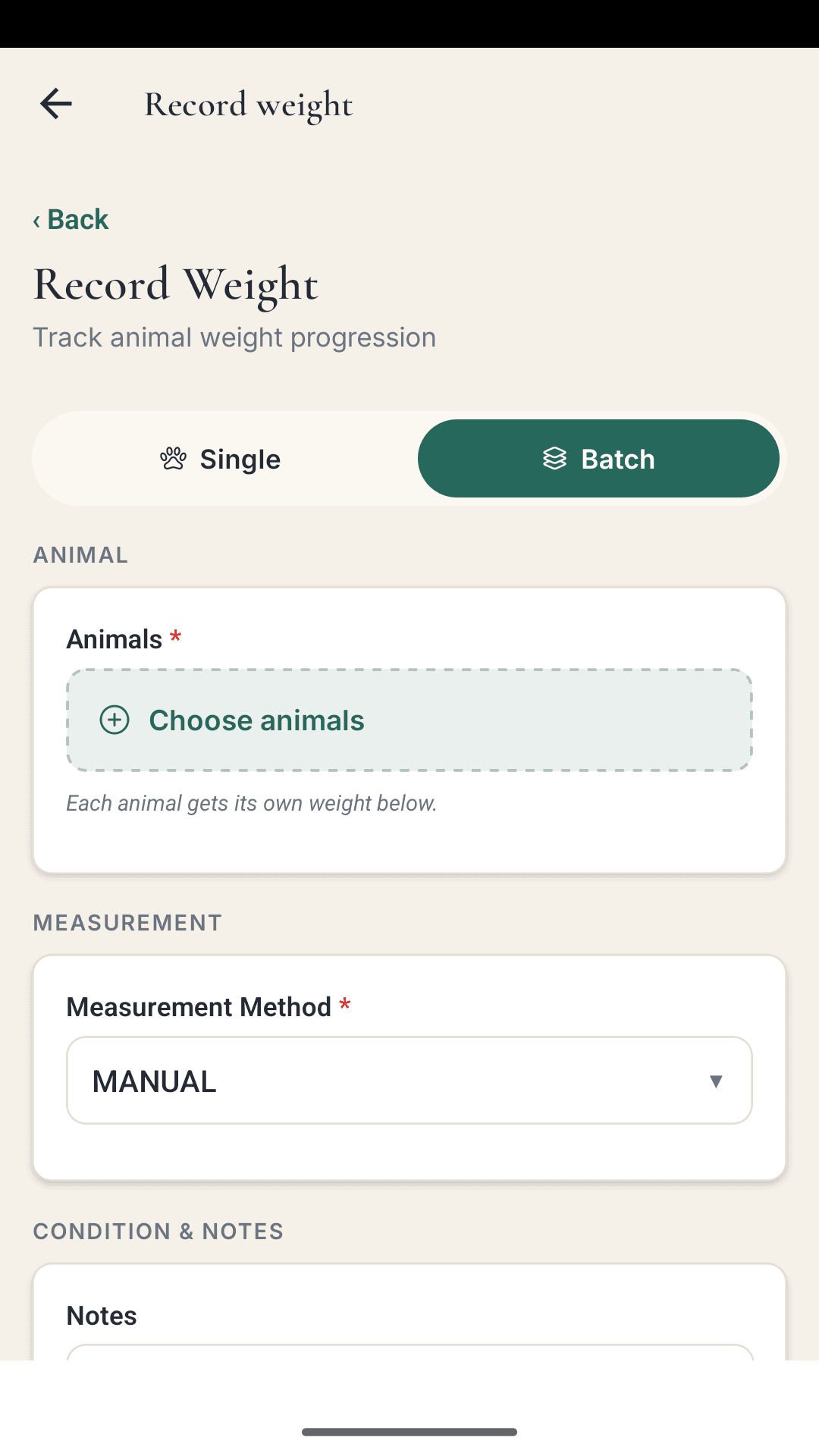 AgricTrace Field — Batch mode screen